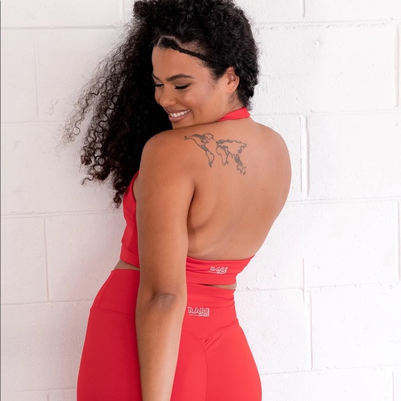 Rare Sport “Wild” Open Back Halter Sports Bra. Size Small, in Red. - Picture 2 of 5